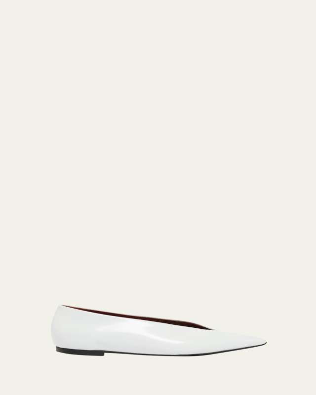Slash Polished Leather Ballerina Flats
